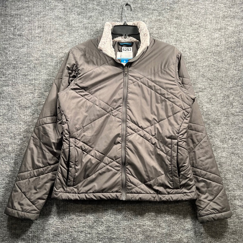 Columbia Womens Medium Taupe Brown Quilted Interchange Full Zip Jacket